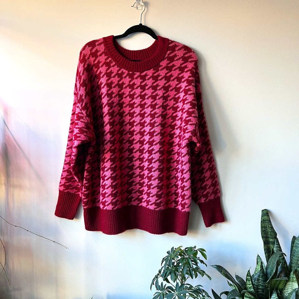 New Without Tags Target AVA & VIV Berry-Colored Houndstooth Plus Size Sweater